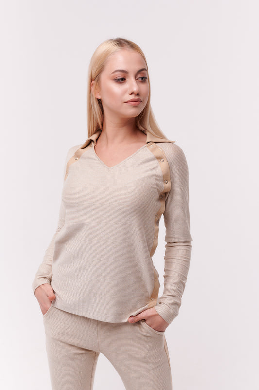 Cream Colored Long Sleeve Top