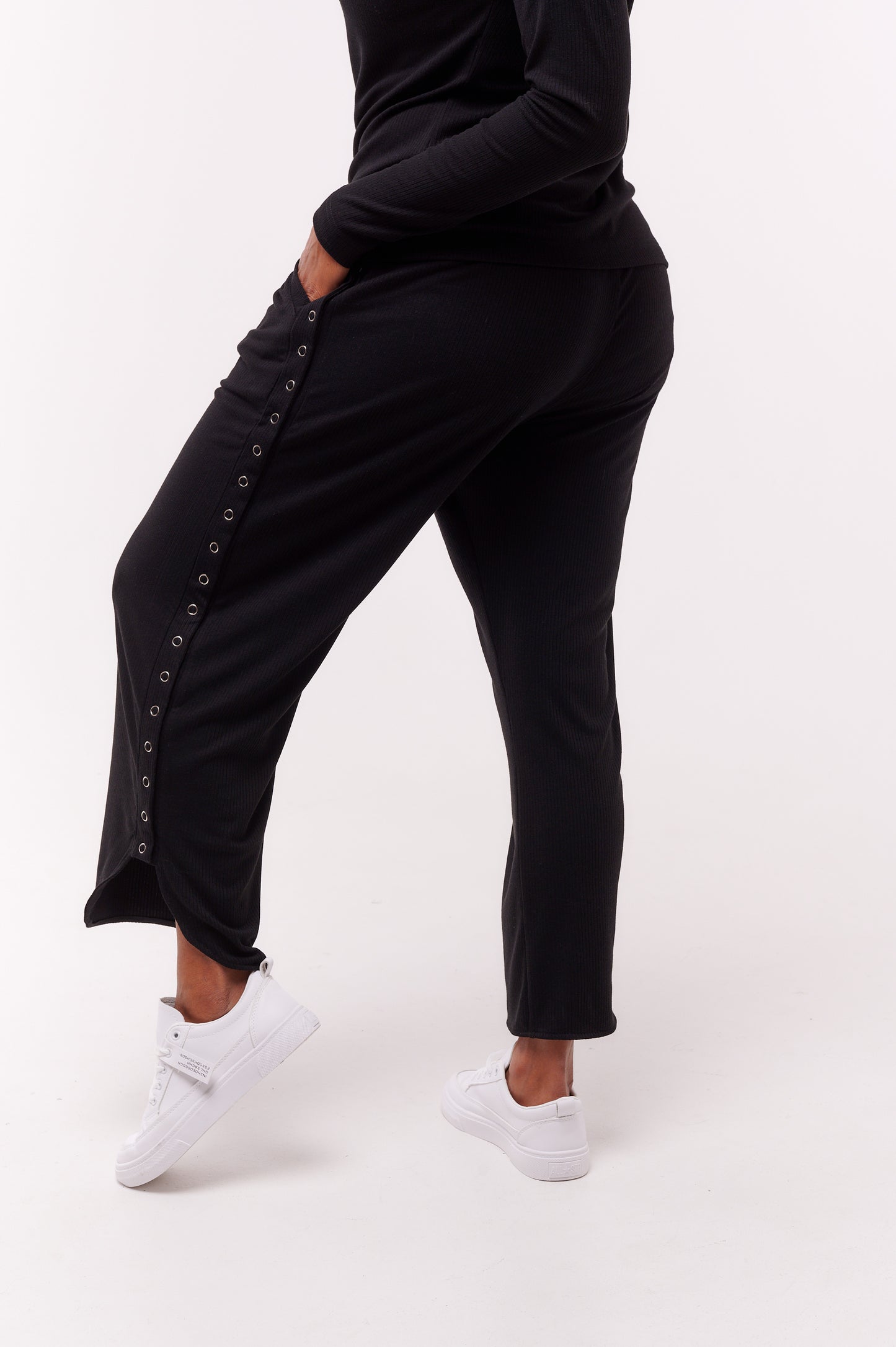 Linda Adaptive Pants with Full Side Seam Opening and Side Loops