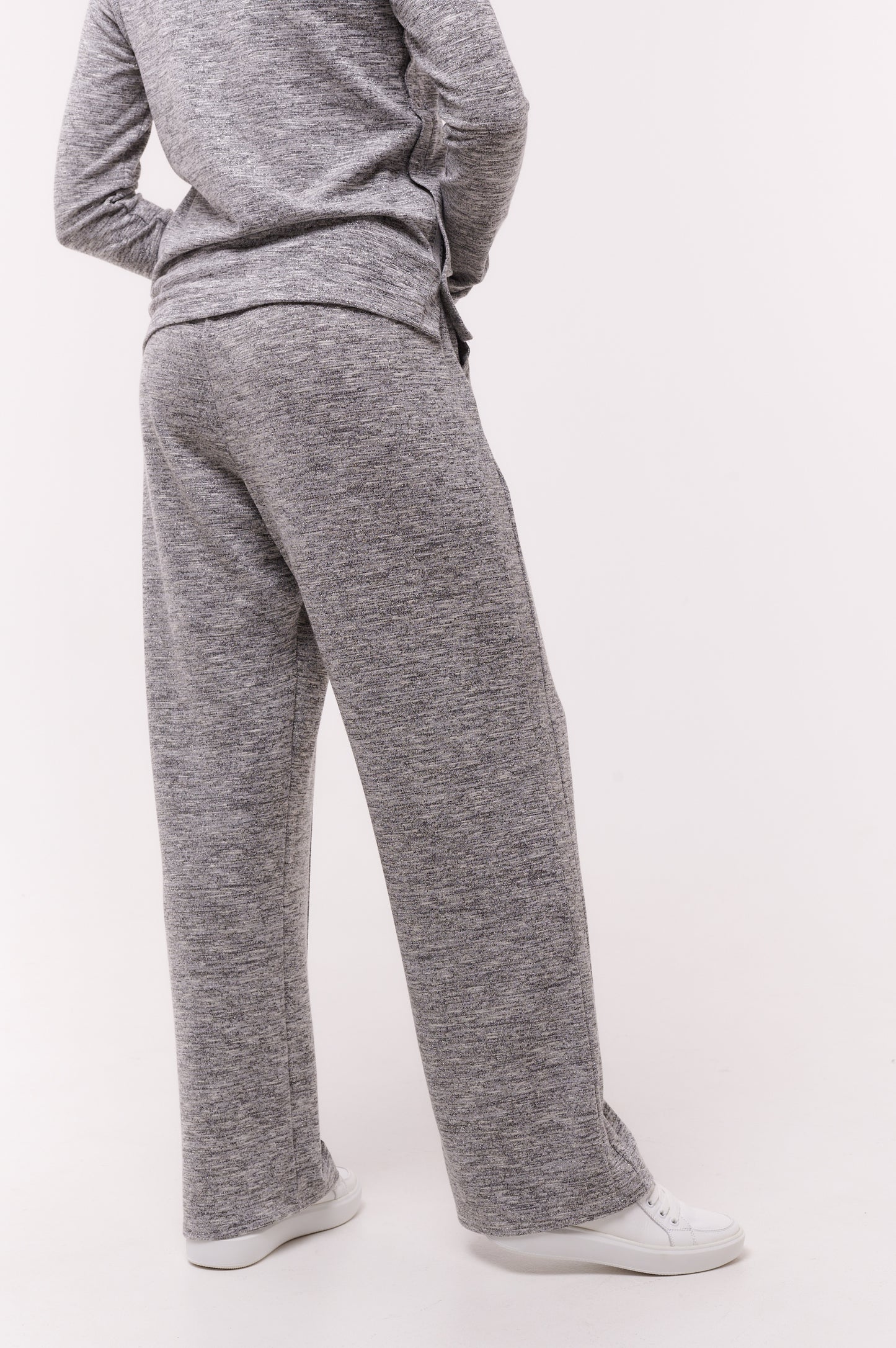 Wide Leg Silver Pants with Inner Side Loops