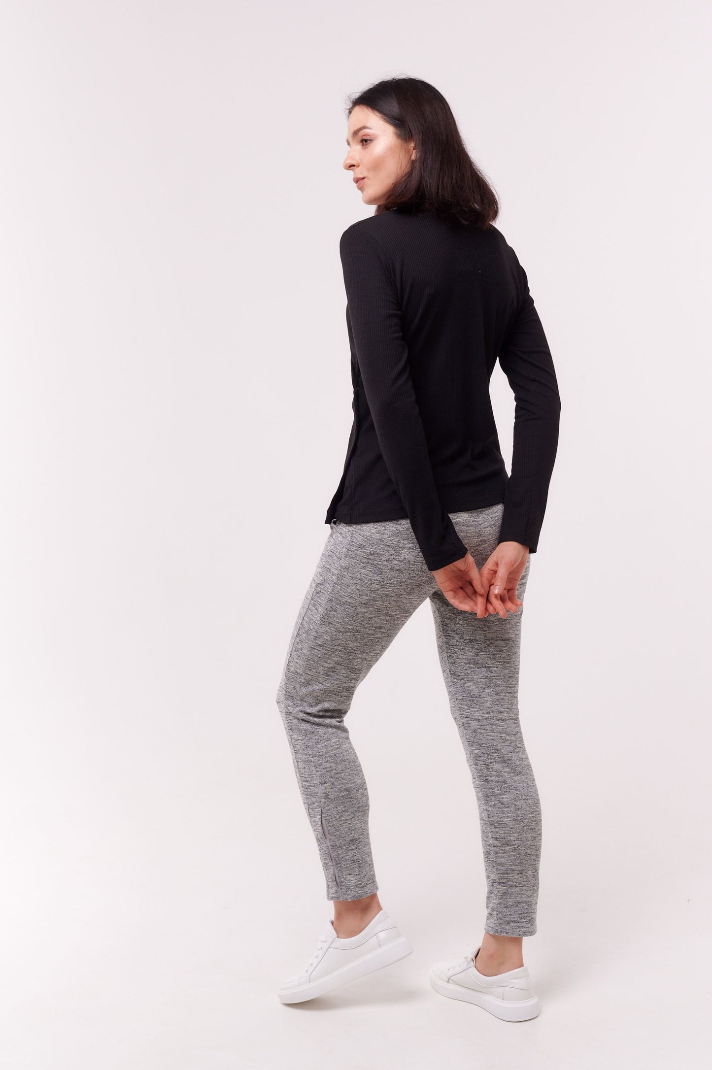 Sophia Wrap Top Charcoal Black