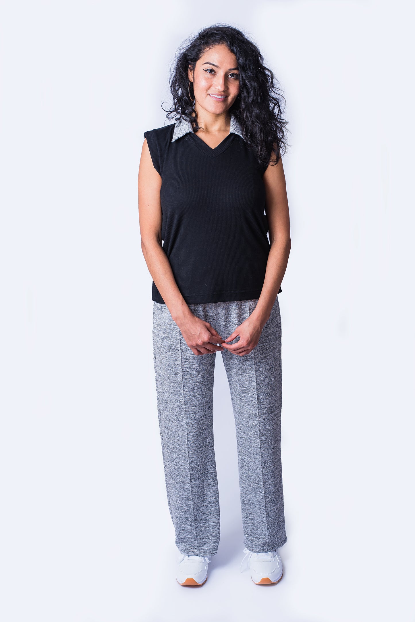 Olivia Post Surgical Recovery Top with Side Seam Opening on Snaps Sleeveless Black