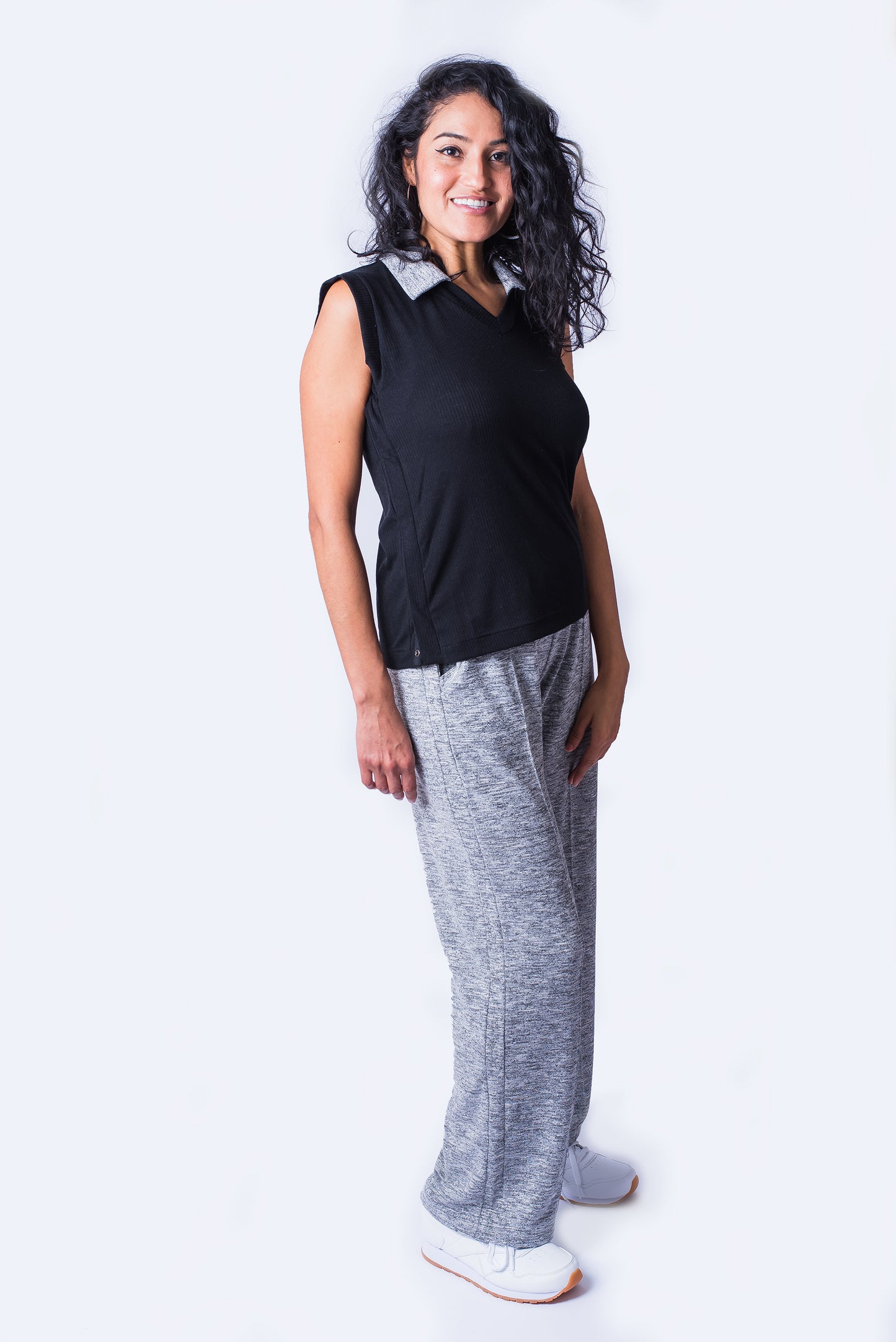 Black Sleeveless Top with Side Seam