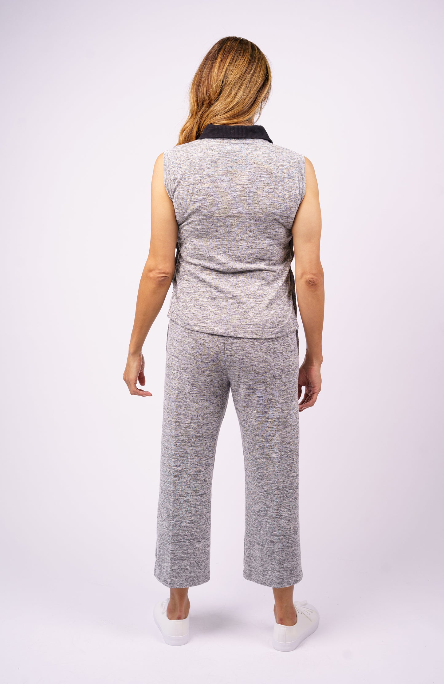 Olivia Post Surgical Recovery Top with Side Opening on Snaps Sleeveless Silver