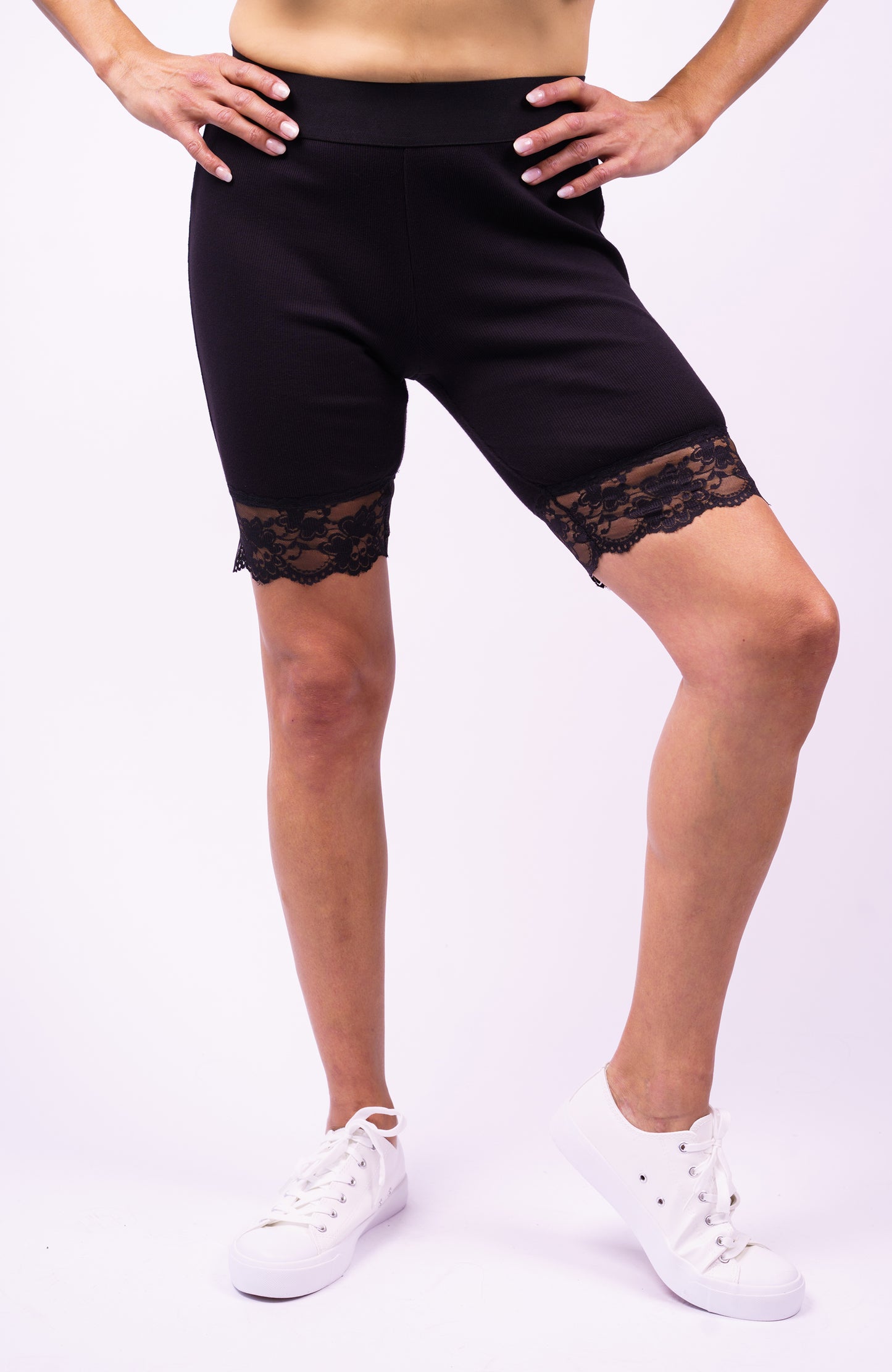 Sabrina Fitness & Lesiure Shorts Black with Lace