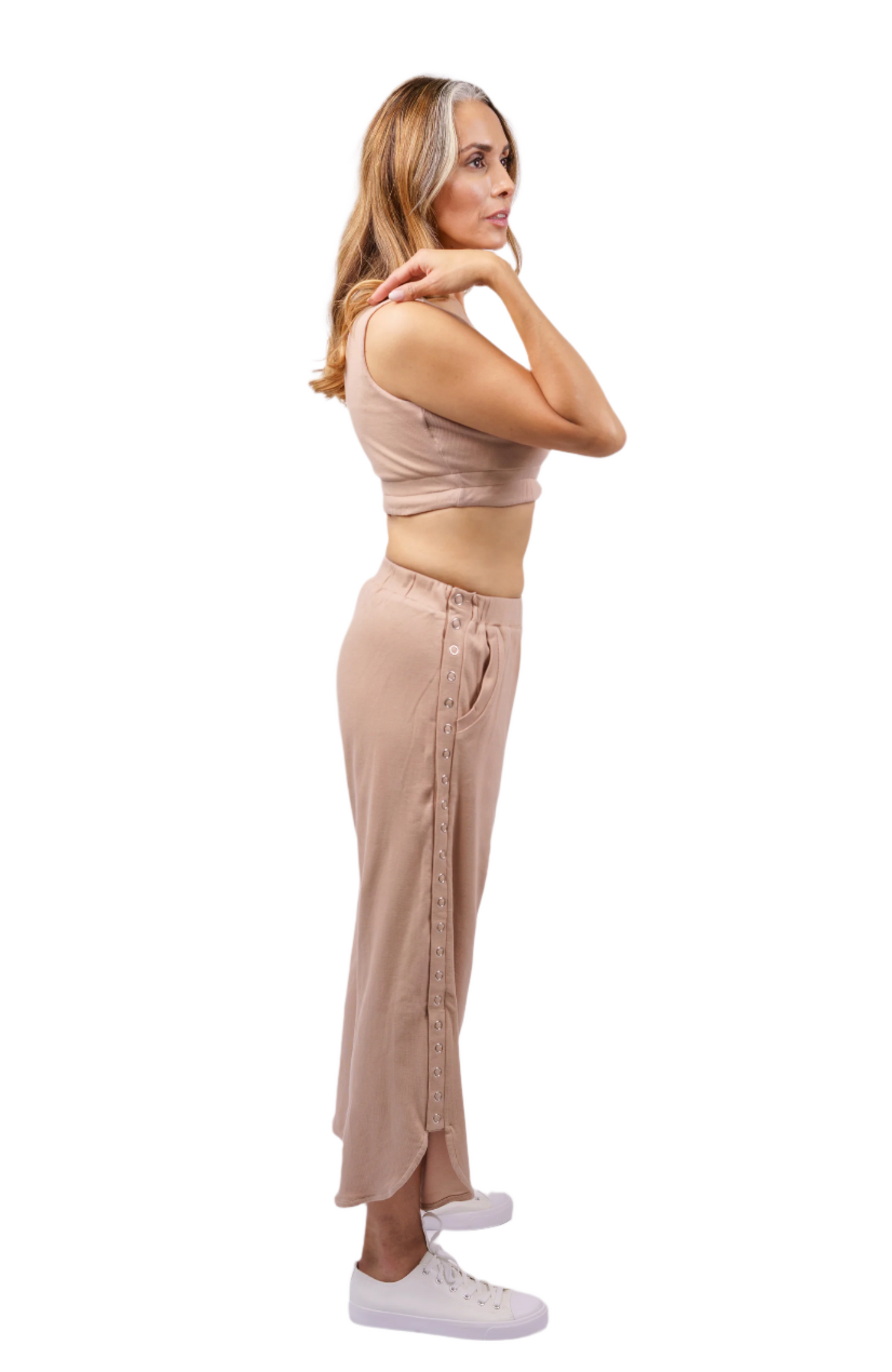 Linda Adaptive Pants with Full Side Seam Opening and Side Loops