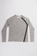 Top with One Side Opening Cream Long Sleeve
