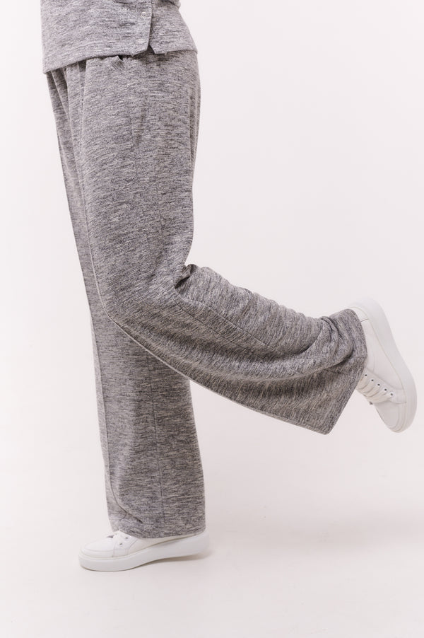 Wide Leg Silver Pants with Inner Side Loops
