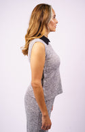Olivia Top with Side Opening on Snaps Sleeveless Silver