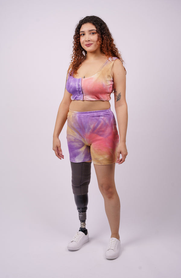 Tie-Dyed Quinn Top with Front Opening