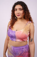 Tie-Dyed Quinn Top with Front Opening